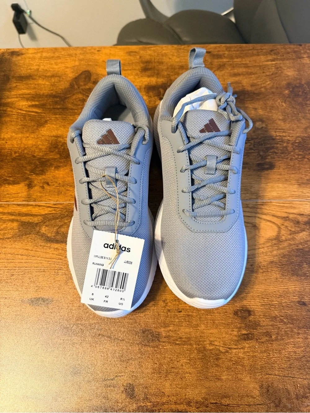 adidas Light Gray Athletic Sneakers with Maroon Stripes Men’s